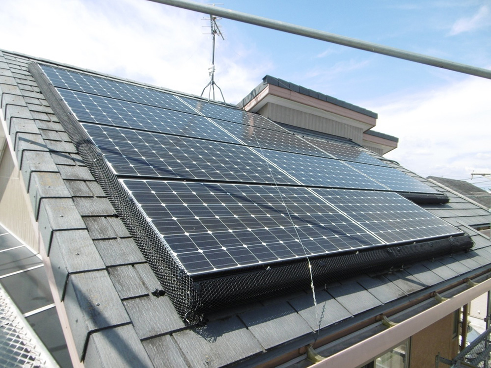 鳥害対策 太陽光鳥よけネット取付工事