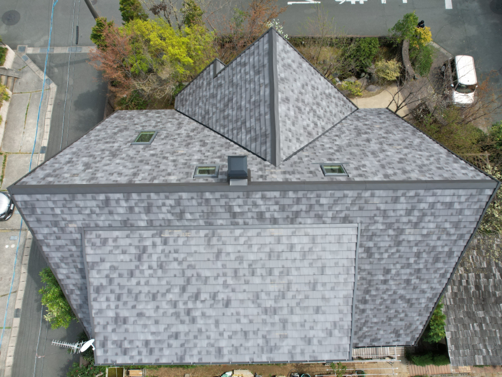 豊橋市S様邸　屋根葺き替え（シダーシェイク→陶器平板瓦プラウドプレイン／ノルディックグレー）